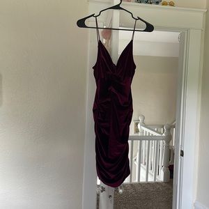 purple velvet tight dress